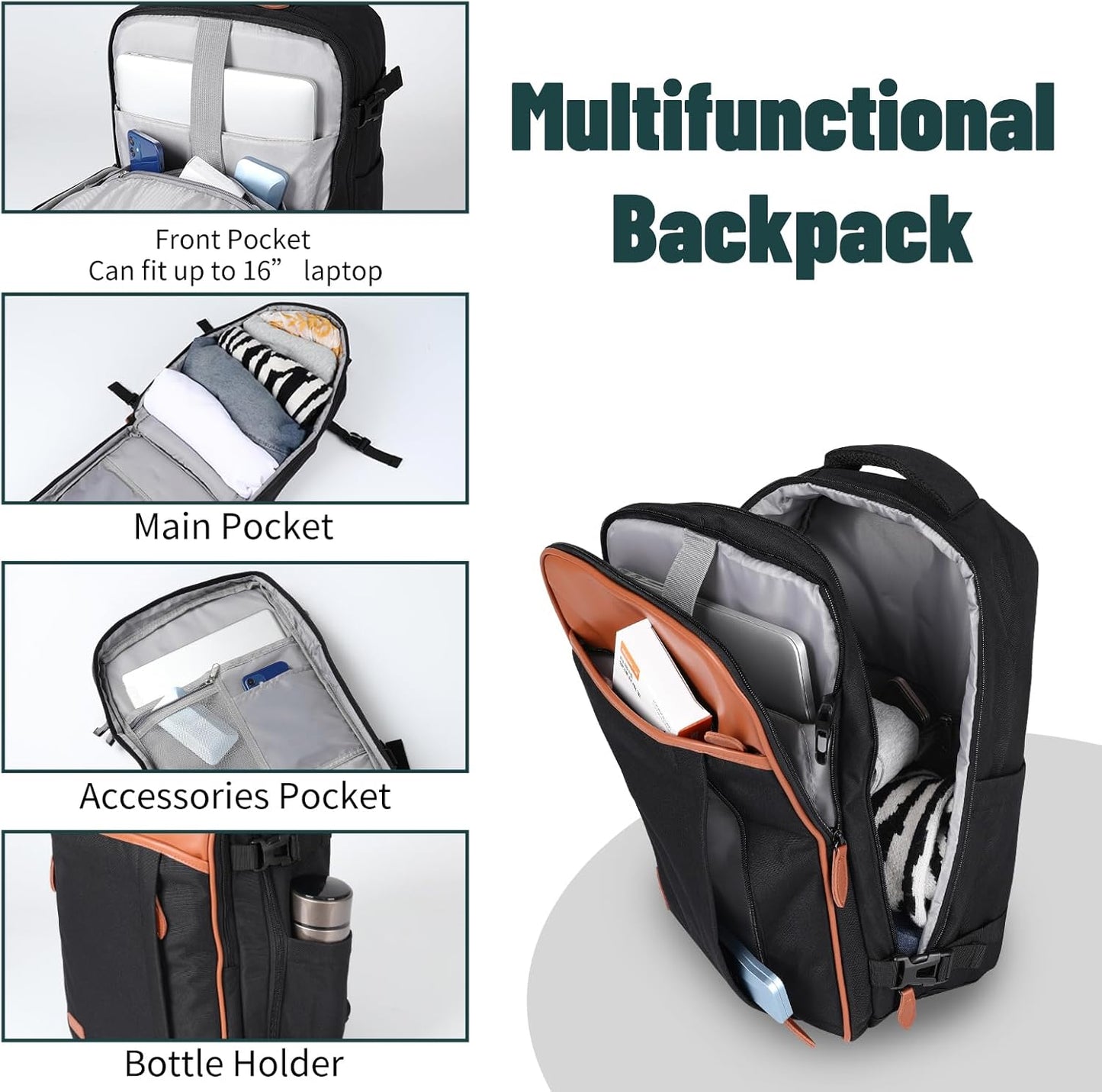 5-Piece Lightweight Luggage with Backpack Sets, ABS+PC Hard Shell Suitcase with TSA Lock & YKK Zipper (Teal Blue, 20in/24in/28in/BP/TB)