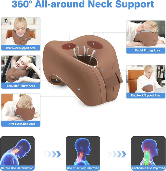 Travel Neck Pillow, Advanced Neck Support for International Flights, 3D Eye Masks, Ear Plugs and Storage Bag, Memory Foam U-Shaped Pillow for Travel, Sleep Rest, Trains, Road Trips