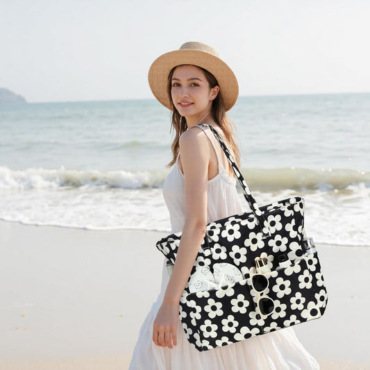 Waterproof Beach Tote Pool Bags for Women Ladies Extra Large Gym Tote Carry On Bag With Wet Compartment for Weekender Travel