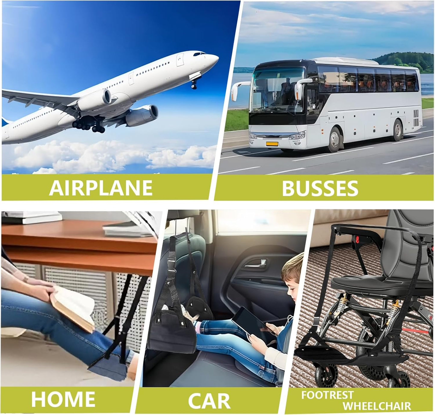 2-Piece Upgraded Aircraft Foot Hammock with Memory Foam,Large Size Airplane Foot Rest - Soft & Comfortable feet Hammock,Travel Essential for Relieving Foot Pain and Swelling