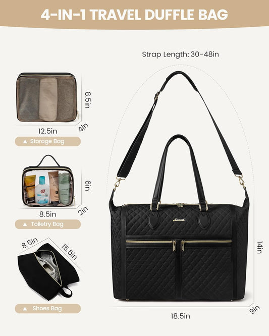 LOVEVOOK 4-in-1 Travel Weekender - Duffle, Carry On, Overnight & Toiletry Bag with Wet Pocket