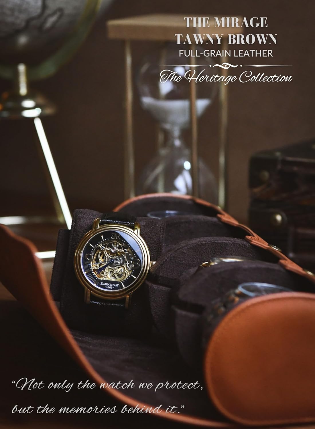 4 Watch Travel Case for Men – Leather Watch Roll Case Storage for Travel - Brown Full Grain Cow Leather