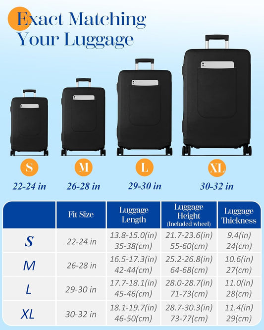 Slohif Luggage Cover for Suitcase Tsa Approved Protector - Luggage Sleeve Suit Case Cover Travel Stretch Large Baggage Case Protective Washable Fit 22-24 Inch Black