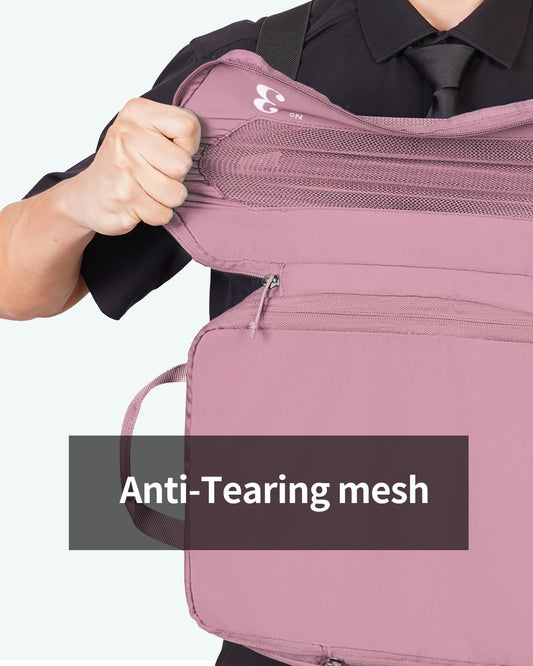 ECOHUB 5 Set Compression Packing Cubes for Suitcases Organiser Bags Set Travel Essentials with Shoe Bag for Traveling Tear-resistant Travel Accessories with ID Tag Expandable Packing Bags(Pink)