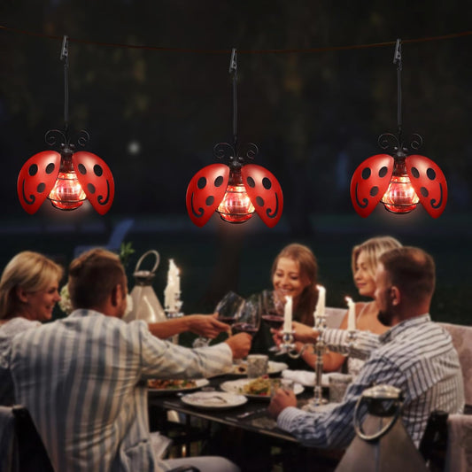 2 Pack Lady Bug Solar Outdoor Hanging Lantern Creative Small Sculpture Lights Durable Waterproof Lamp Suitable for Festivals Garden Decor Birthday Gifts for Grandma Mom Women Girl