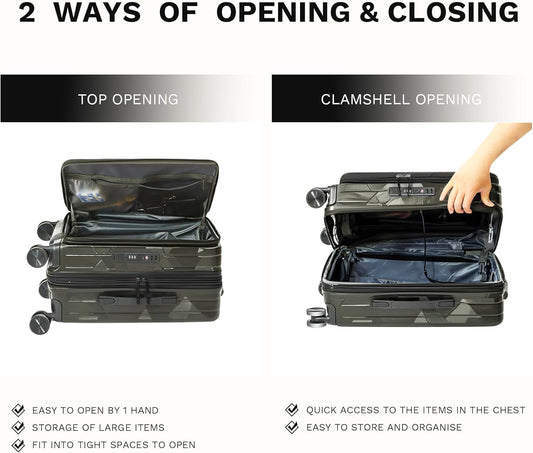 20 inch Carry On Luggage Expandable Top Opening/Clamshell Opening, TSA Approved Carry On Luggage Hard Shell Suitcases, Lightweight Away Carry On Suitcases with Large Capacity Backpack