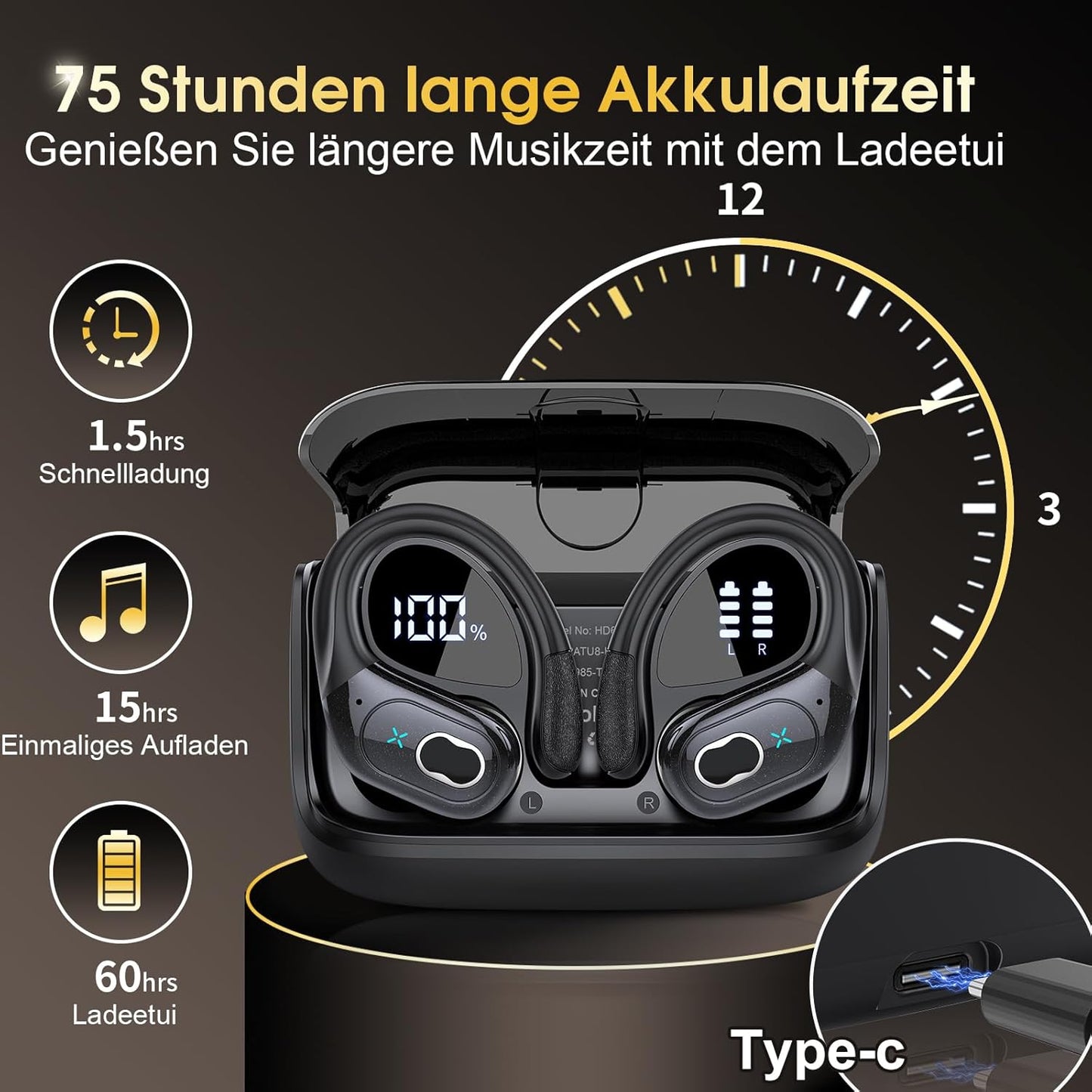 AI Translation Earbuds Real Time, 164 Language Translator Earbud 3-in-1 Bluetooth 5.4 Translator Earbuds with 6 Translation Modes, 75H Translators Headphones with APP for Travel Business, Black