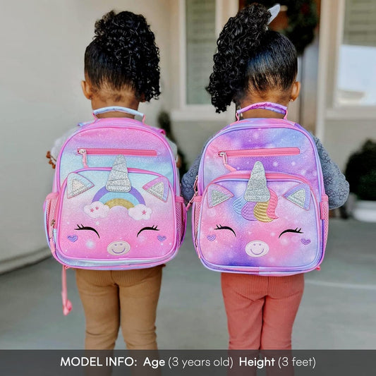 mibasies Toddler Backpack for Girls 2-4: Cute Kids Backpacks for Girls - Preschool Kindergarten Backpack - Unicorn Bangs