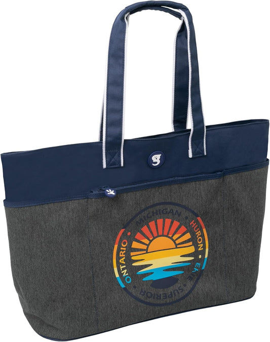 geckobrands Oversized Beach Tote – Large and Stylish Beach Bag with 4 Exterior Pockets and Zippered Internal Compartment