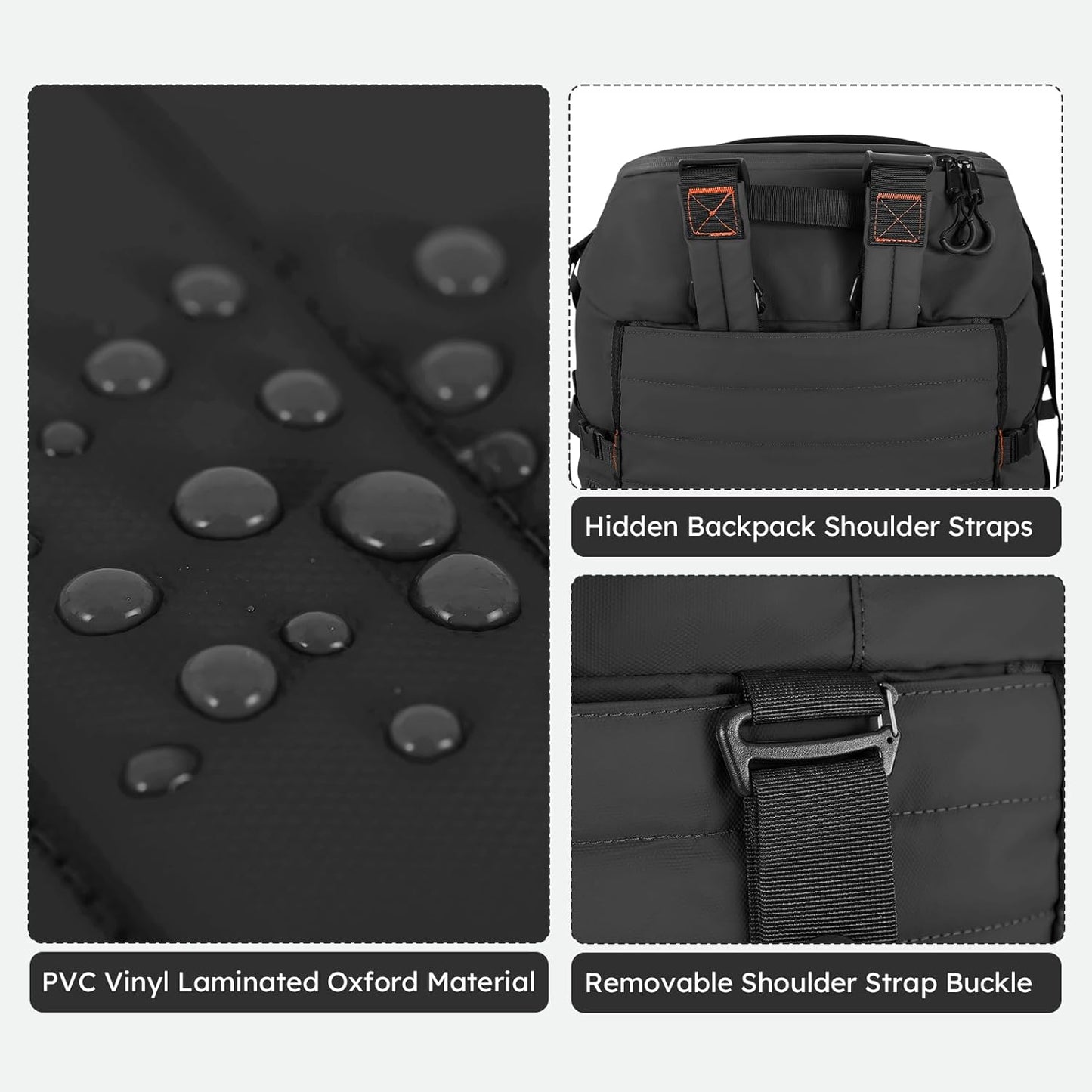 86L 30” Folding Duffle Backpack with 2 Wheels,Travel Bag with Separate Shoe Compartment,Black