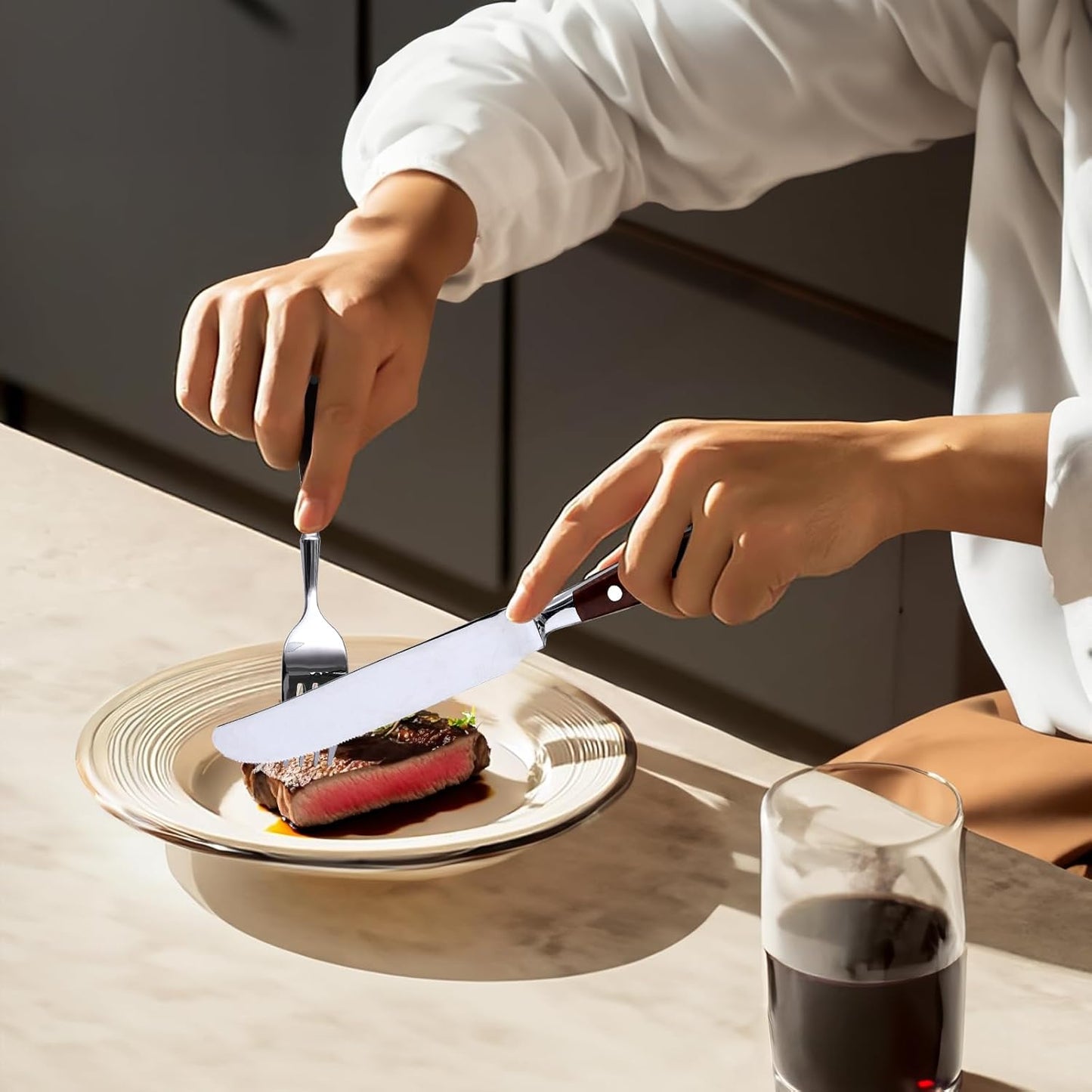 20-Piece Silverware Set for 4, High-end Everyday Flatware Set, Wood Grain Color Handles Cutlery Set, Retro Stainless Steel Forks and Spoons, Utensil Sets for Home Restaurant, Dishwasher Safe