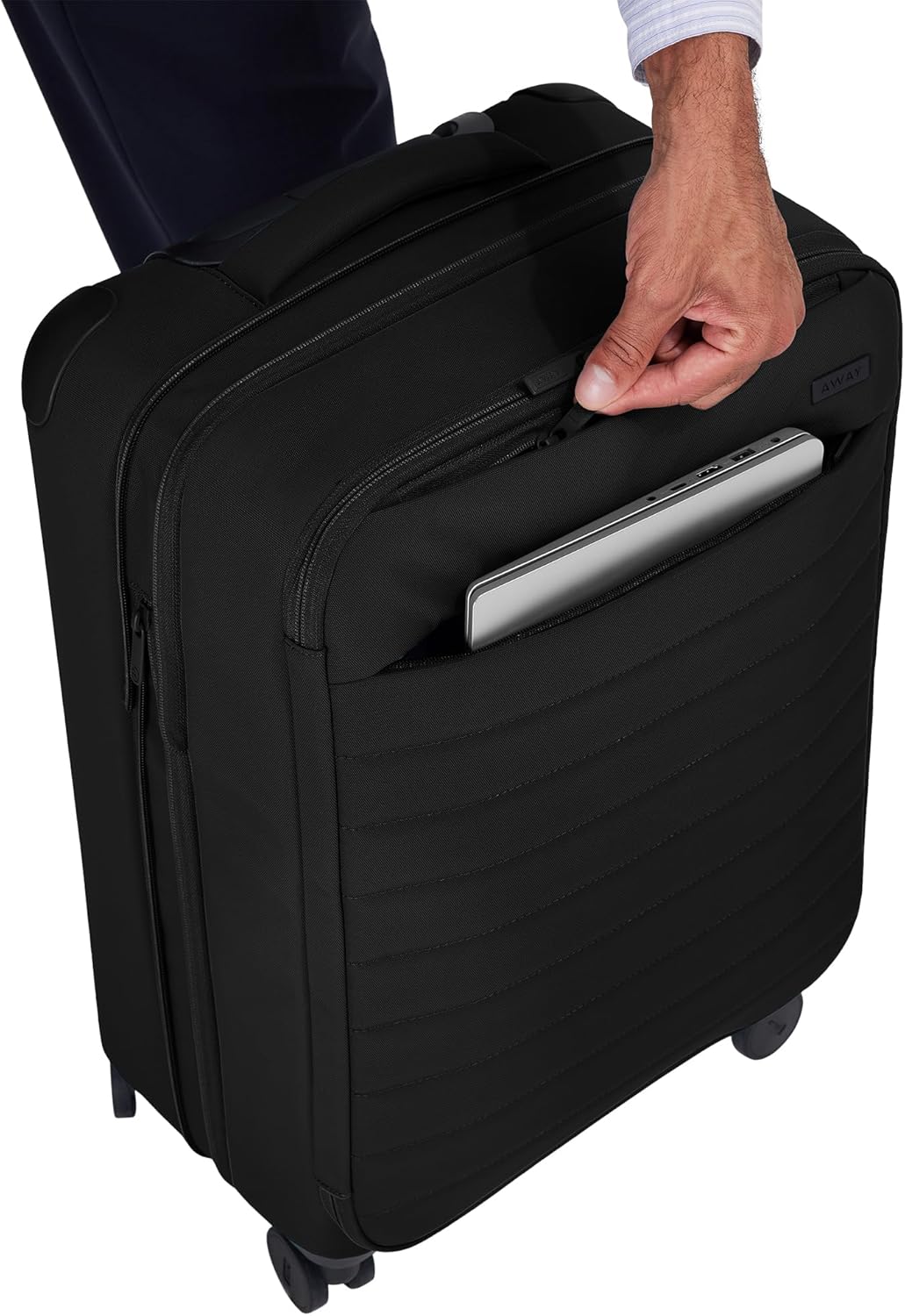 Away Softside Bigger Carry-On Suitcase, 23 Inch Lightweight, Expandable High-Strength Nylon Luggage With Spinner Wheels, Meets Requirements for Most Major Airlines, Jet Black