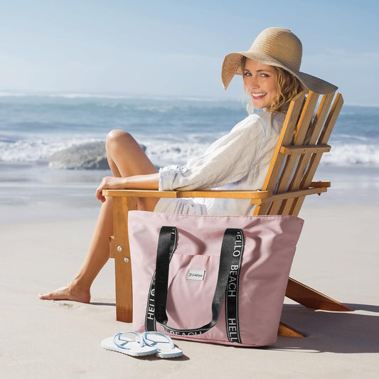 G4Free Beach Bag, Waterproof Beach Bags for Women, Personalized Strap Tote Bag for Women Birthday Gifts