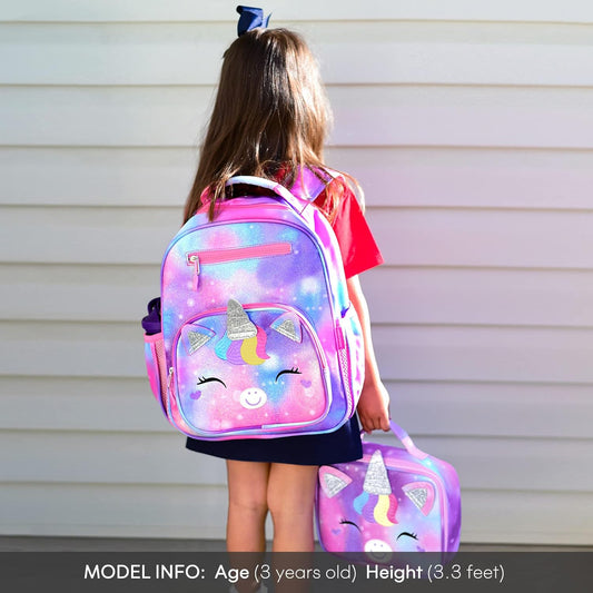 mibasies Girls Backpack for Elementary School, Kids Backpack for Girls 5-8 Unicorn Bangs