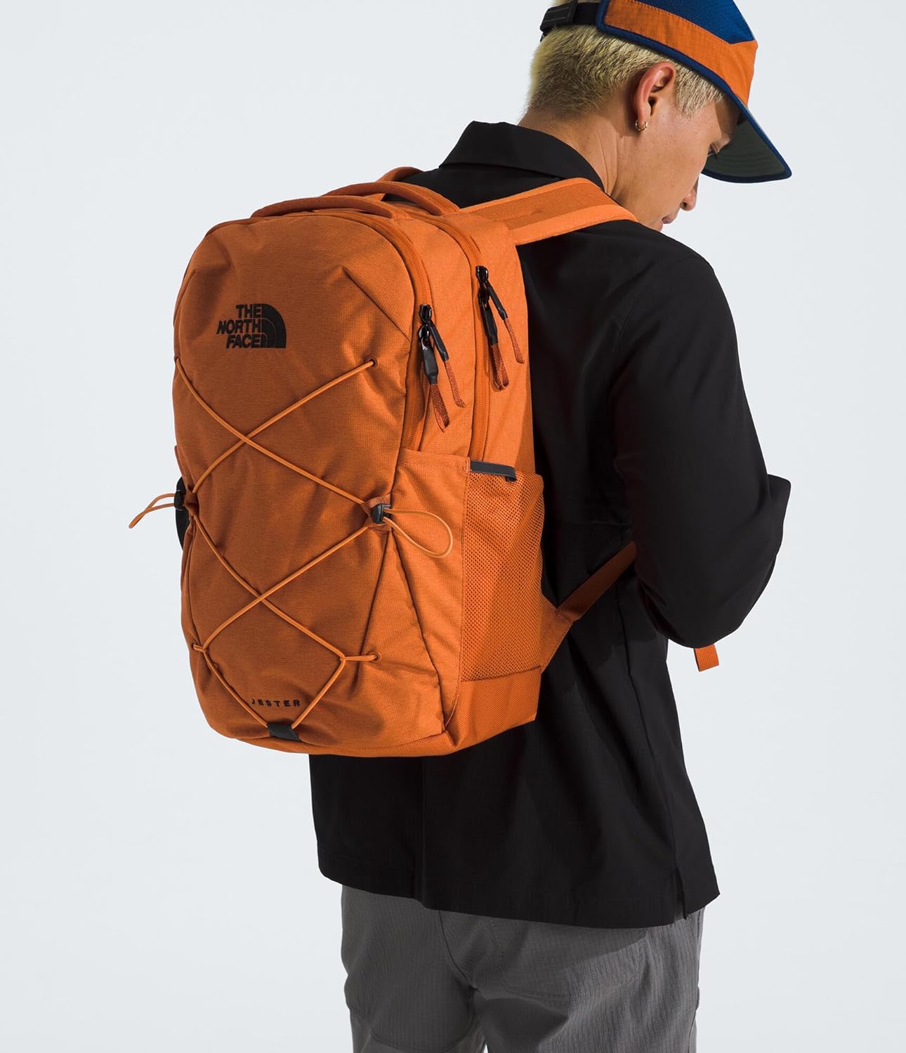 The North Face Jester Everyday Laptop Backpack - PFAS Free, Iron Bronze Dark Heather/Papaya, One Size