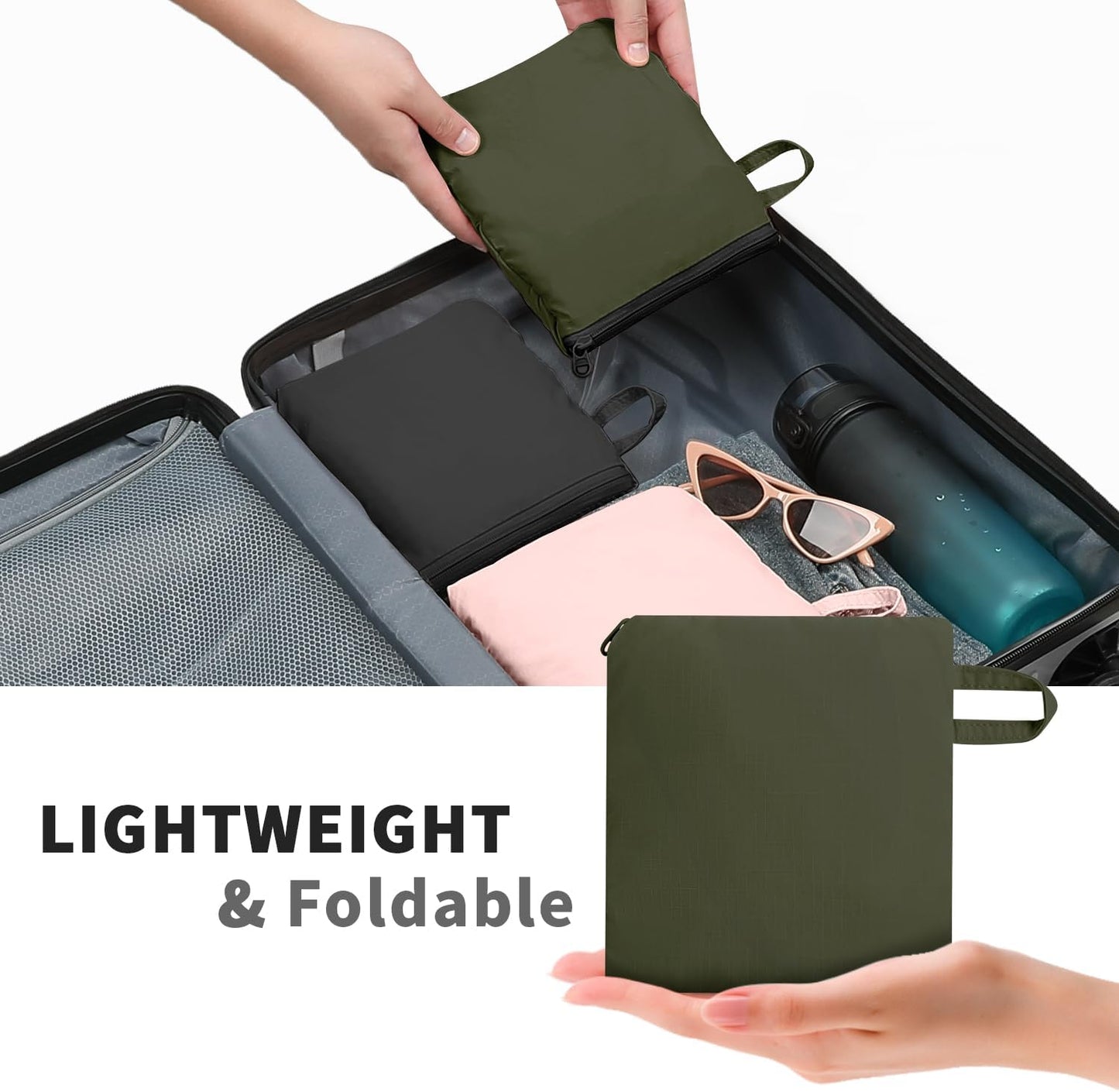 ZOMFELT Hiking Backpack for Women Men, 15L Lightweight Packable Backpacks for Trip, Water Resistant Small Travel Backpack, Foldable daypack for Hiking, Walking, Cycling, Camping, Green