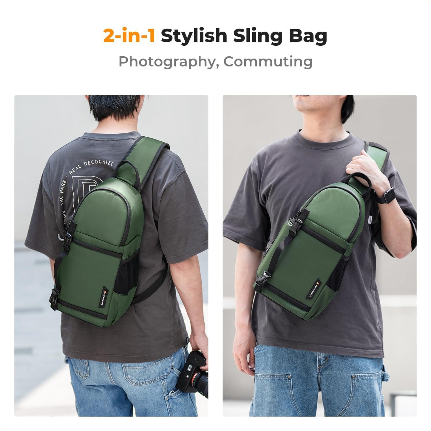 K&F Concept Camera Sling Bag Crossbody Bag Camera Shoulder Backpack DSLR/SLR/Mirrorless Photography Bags Compatible with Canon/Nikon/Sony/Fuji/Gopro/DJI