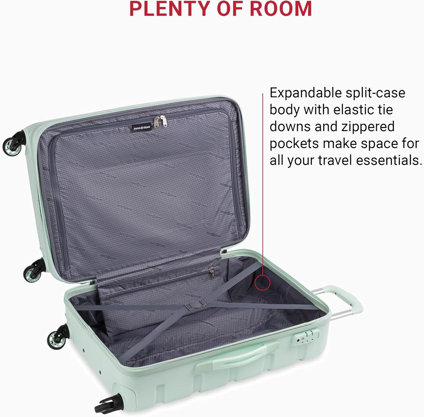 SwissGear 7366 Hardside Expandable Luggage with Spinner Wheels, Clearly Aqua, Checked-Medium 23-Inch