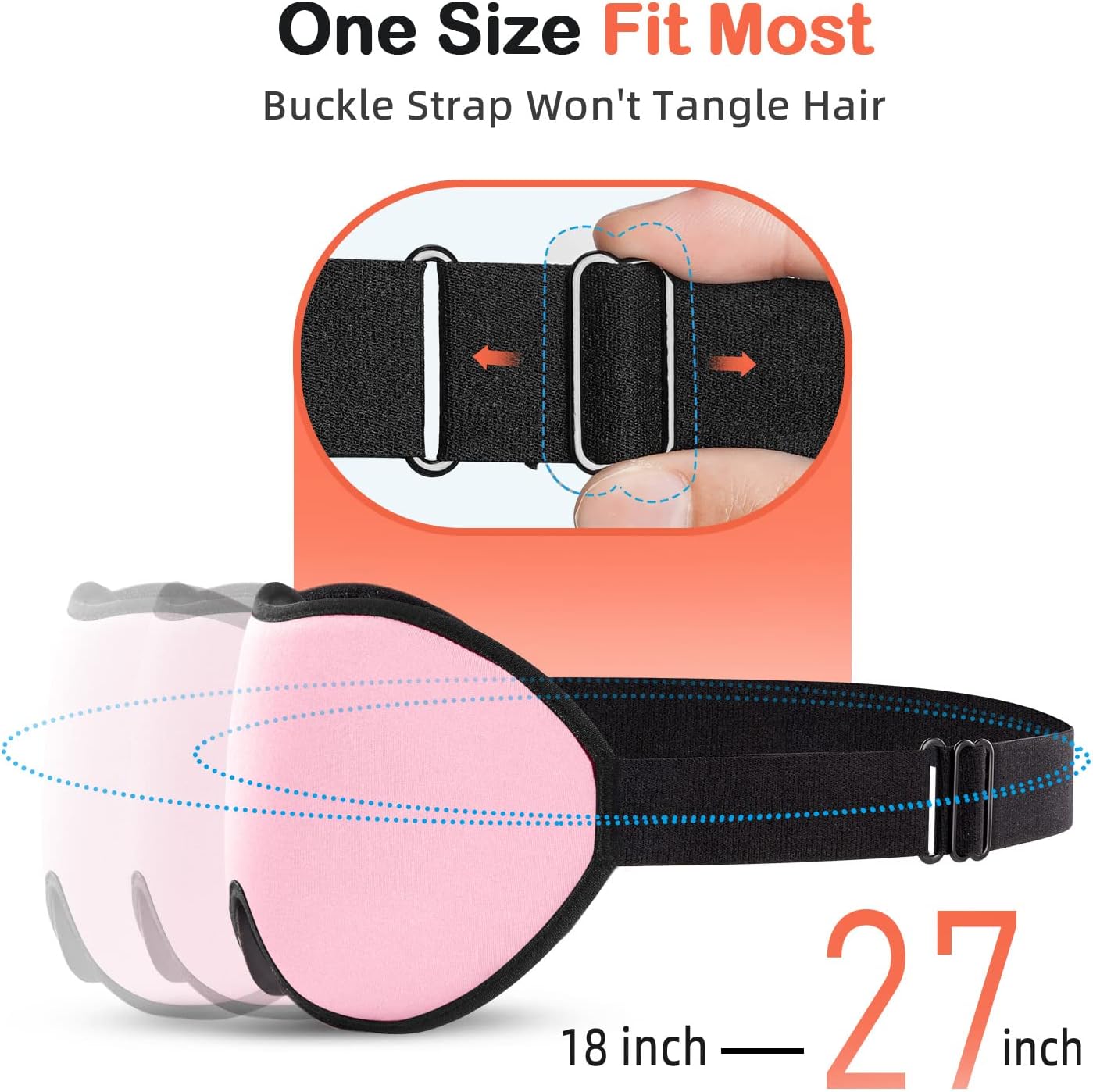 INNELO Sleep Mask for Side Sleeper, Eye Mask Sleeping Women Men, 100% Light Blocking 3D Contoured Cup Sleeping Mask Soft No Eye Pressure Cover Blindfold Night Shade for Travel Nap Yoga, Pink