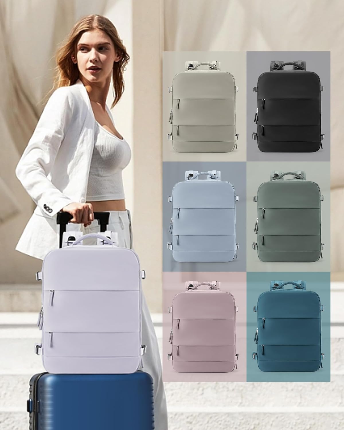 coowoz Large Travel Backpack Carry On for Women Man Gym Backpack with Laptop Compartment Mochila de Viaje Teacher Personal Item Backpacks Rucksack Airplane Accessories Must Haves Purple