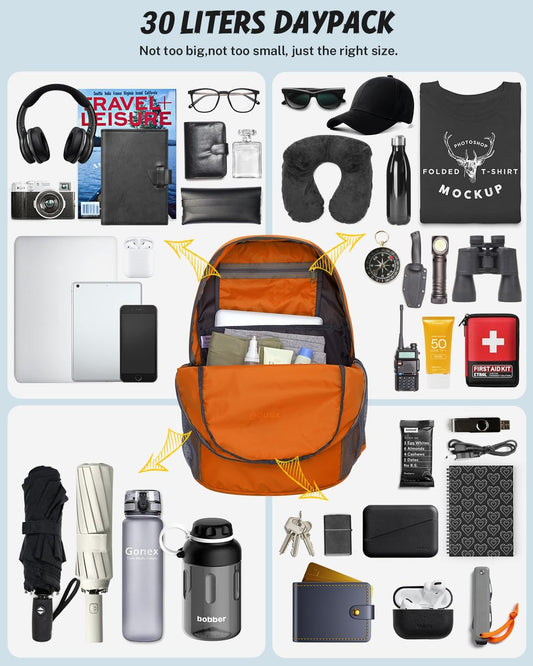 Gonex 30L Ultra Lightweight Packable Backpack, Handy Foldable Daypack for Camping Outdoor Travel Cycling Backpacking