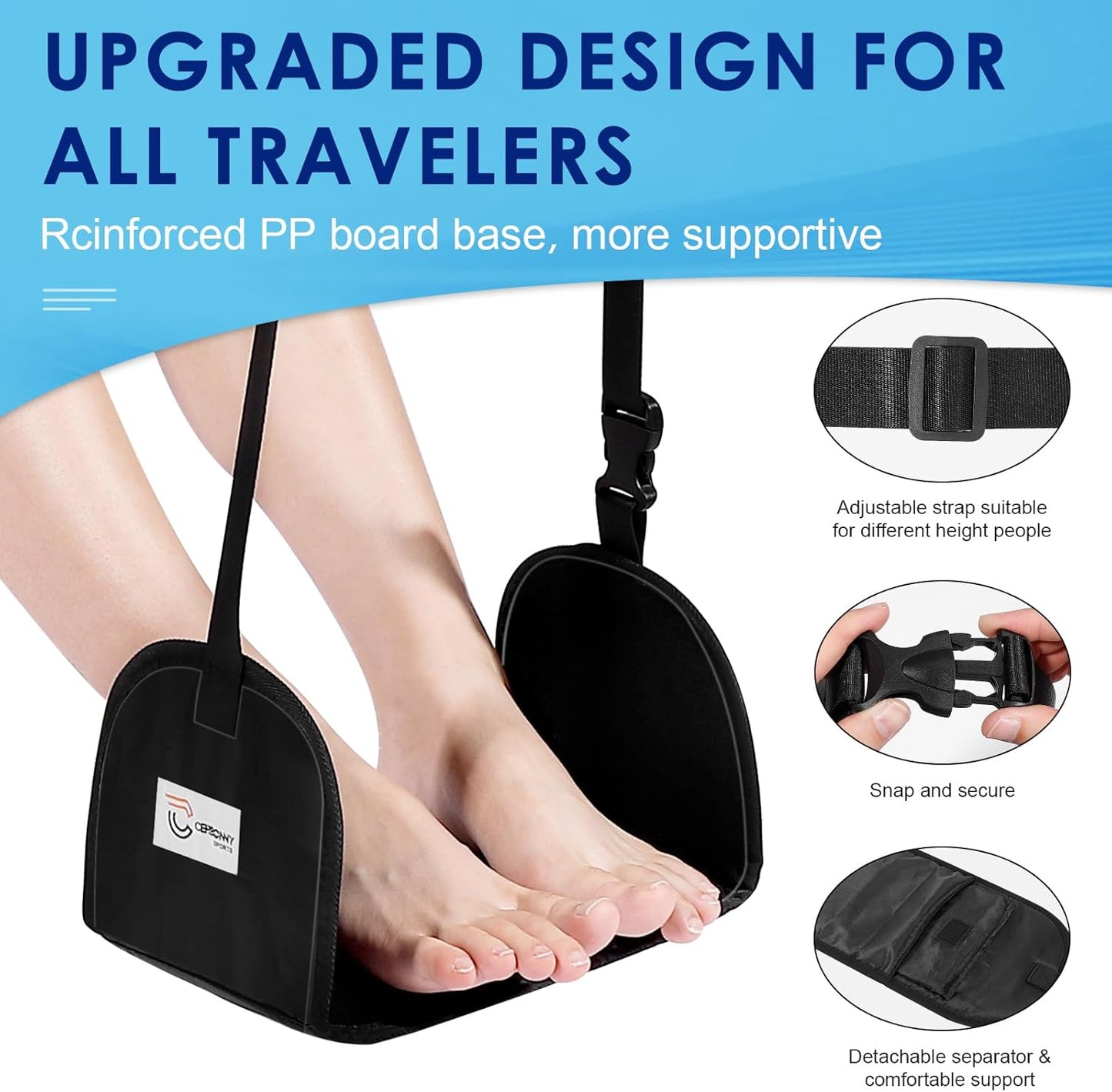 2-Pack Airplane Foot Rest - Portable and Adjustable Airplane Foot Hammock for Plane Travel to Relaxing Your Feet - Office Footrests