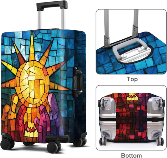 Luggage Cover Washable Suitcase Protector Anti-scratch Suitcase cover Fits 20-34 Inch Luggage (Sun, S(20-22inch suitcase))