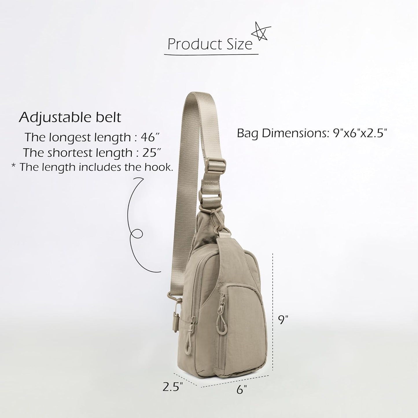 ODODOS Daily Sling Bag with Adjustable Straps Crossbody Chest Bag Lightweight Small Backpack for Casual Traveling Hiking