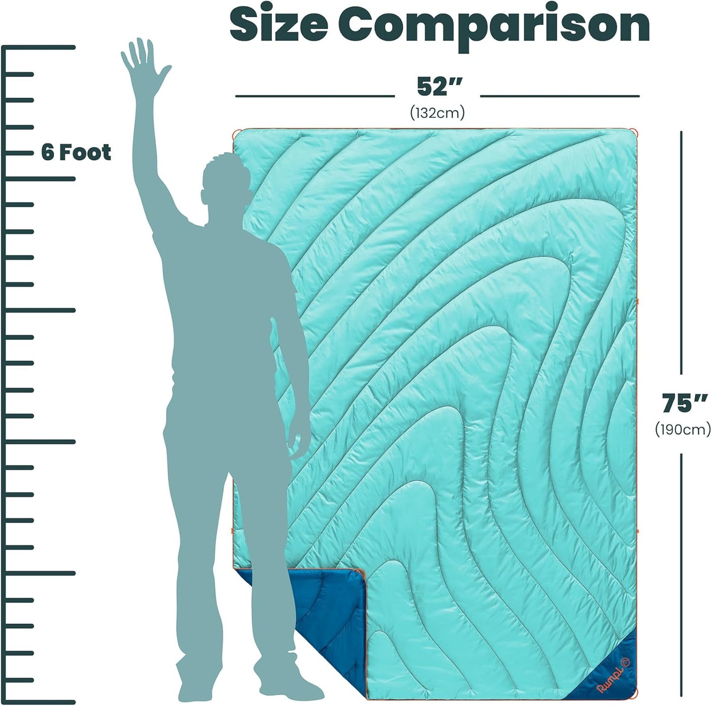 Rumpl Original Puffy Blanket - Warm, Water-Resistant Camping Blanket with 100% Recycled Synthetic Insulation, 52"x75", Original Puffy V2, Seafoam