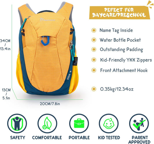 MOUNTAINTOP 8L Kids Backpack,Toddler Backpack Travel Daypack with Chest Strap,Small Backpack for Preschool and Kindergarten