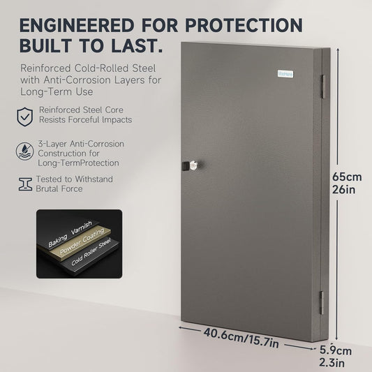 96 Key Lock Box, Key Cabinet Organizer, Key Safe Security Storage Lockbox Holder for Valets, Hotels, Car and House Keys, Key Keeper Box – Black