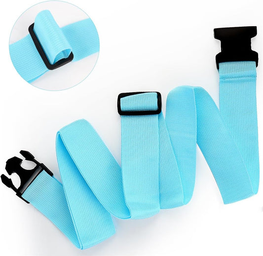 4Pack Luggage Straps for Suitcases, Travel Connector for Carry On Bag, Add Bag to Connect Two Suitcases, Adjustable Belt Attachment Accessories for Connect Your 3 Luggages, Light Blue