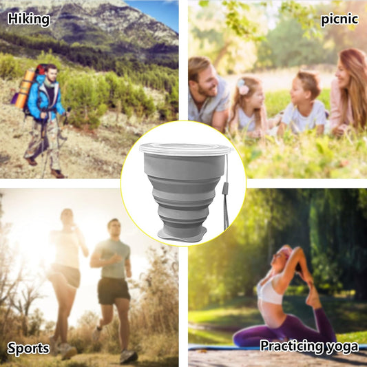 200ML Collapsible Cup - Silicone Foldable Cup-Expandable Folding Drinking Cup -Reusable Portable Mugs Cup For Travel, Camping, Hiking, Holiday Vacation, Outdoor Sports