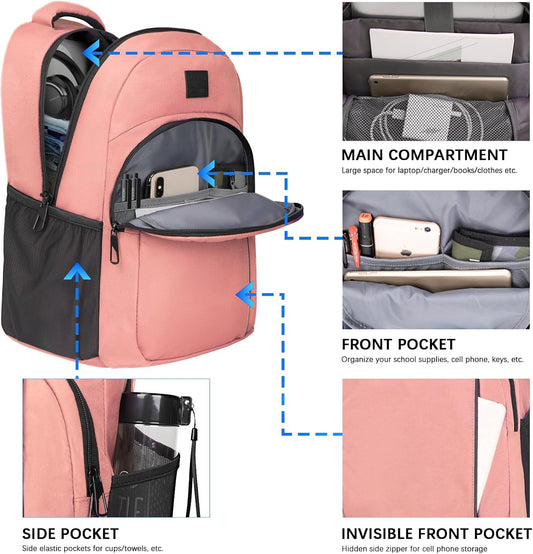 LARIPOP Travel Laptop Backpack,15.6 Inch Business Laptop backpack for Men Women with USB Charging Port,Water-Resistant Laptopack Weekender Daypack for Work College Computer