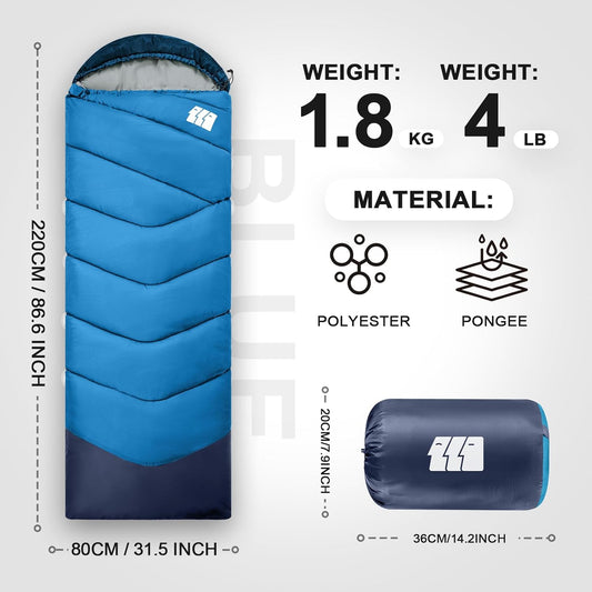 Sleeping Bags for Adults Cold Weather,Portable, Waterproof,Lightweight Sleeping Bag for Tall Girls Boys with Compression Sack for Warm Camping, Hiking, Outdoor & Indoor