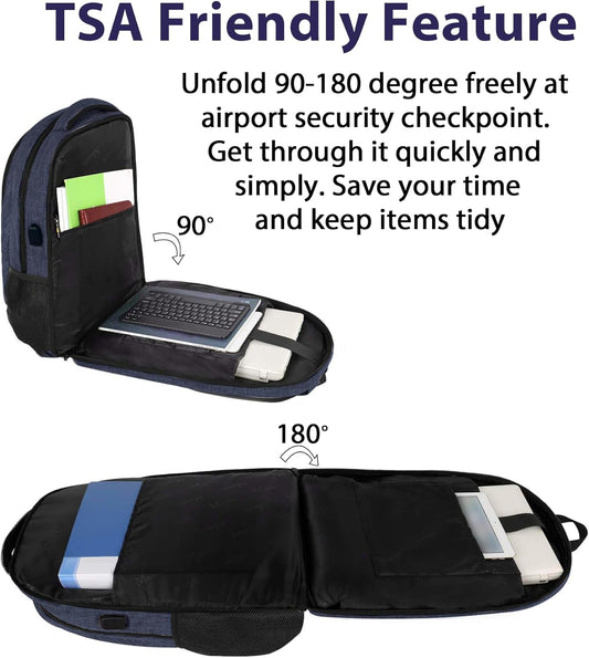 MATEIN Extra Large Laptop Backpack for Men, 50 L Travel Carry On TSA Approved Backpack with USB Port & Trolley Sleeve, Waterproof Business Work Bag Fits 18.4 Inch Computer Notebook, Dark Blue