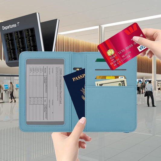 ZOPPEN Passport Holder Wallet, Passport Cover Travel Wallet Women Travel Essentials Accessories Document Organizer Travel Must Haves Rfid Blocking Cover Case for Women and Men, Blue