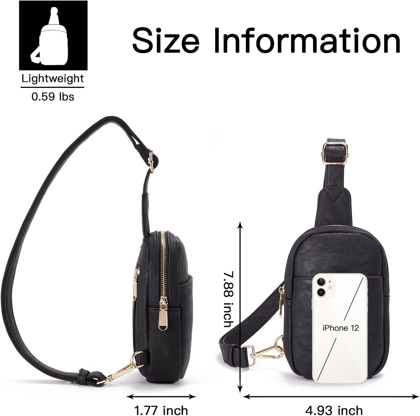 Telena Small Sling Bag for Women Leather Crossbody Fanny Packs Chest Bag for Women