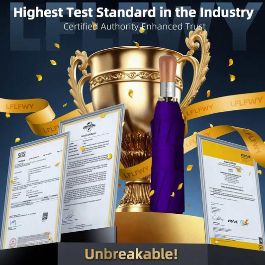 3T Wind Armor Travel Umbrella Compact Easy Auto Open Close Folding Umbrellas for Rain Windproof Umbrella for Women and Men Durable Real Wood Handle Portable Fits Backpack Car