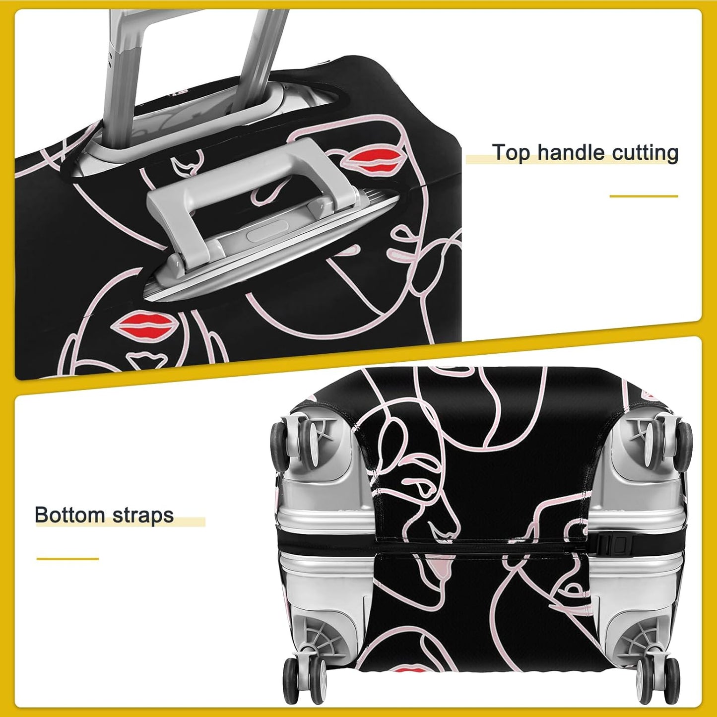 30 Inch PVC Luggage Protector Covers for TSA Approved Clear Suitcase Cover Protector Transparent Luggage Protective Cover Set (Figure, Suitable for 30"-31")