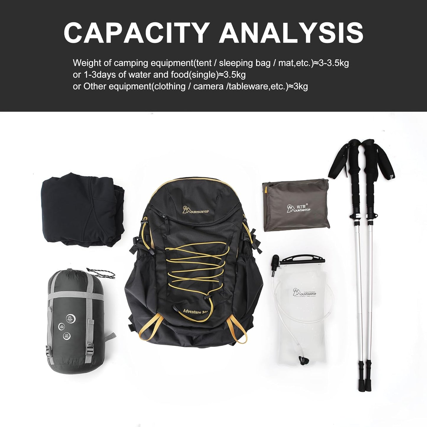 MOUNTAINTOP Hiking Backpack,30L Camping Backpack, Men Women Hiking Daypack Lightweight Travel Backpack for Camping Climbing Skiing Cycling