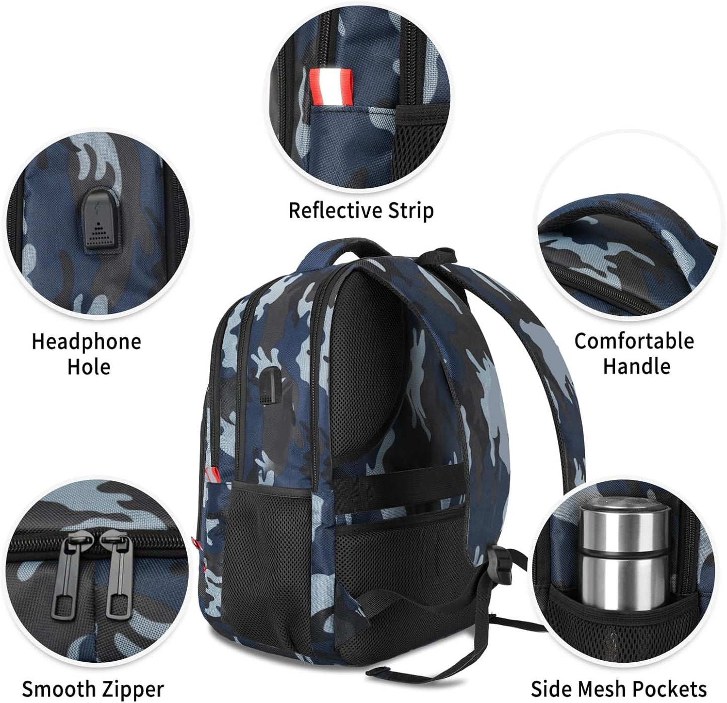 Laptop Backpack for Men,School Backpack with USB Charging Port,Water Resistant Backpack for teens boys,Business Work College bookbag,book bag Fits 15.6 Inch,Blue Back Pack