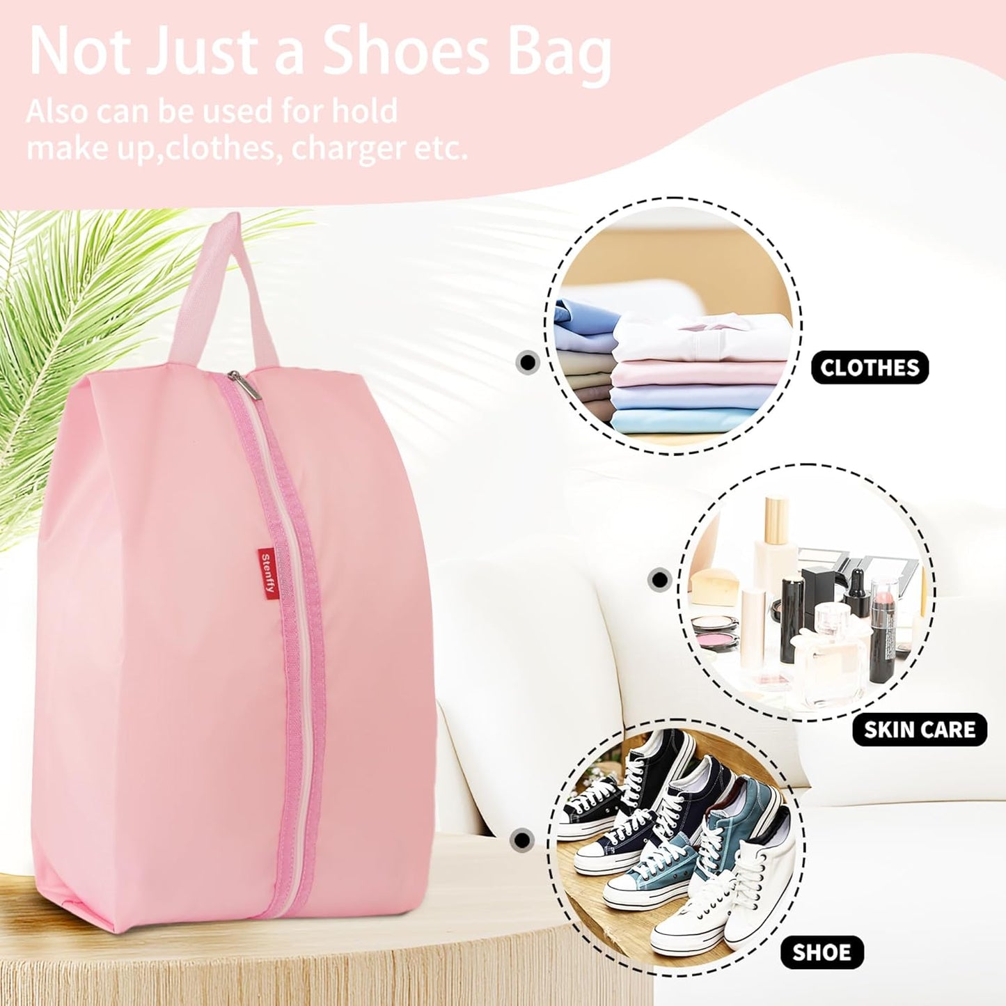 6pcs Portable Shoe Organizer, Travel Pouches with Zipper, Golf Shoe Bags, Clothes Bags, Soccer Cleats Bag Shoe Pouch for Gym, Waterproof, Odor-Resistant (Pink)