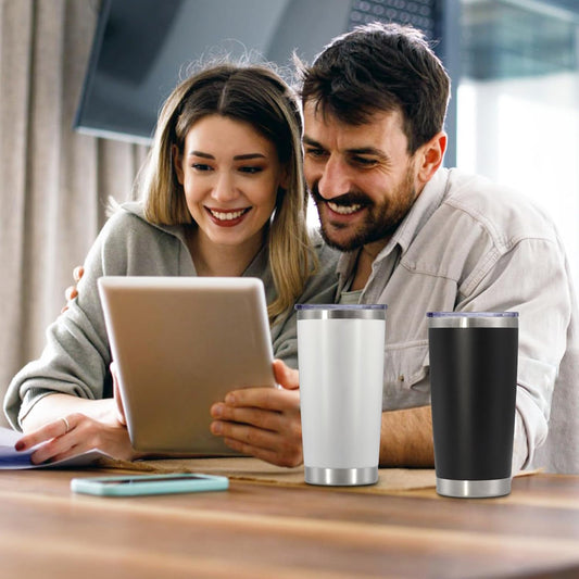 20 oz Tumbler with lid Double Wall Vacuum Insulated Tumblers Stainless Steel Coffee Mug Travel Coffee Tumbler Powder Coated Tumbler Cup Keep Hot&Cold - (Black 1 Pack)