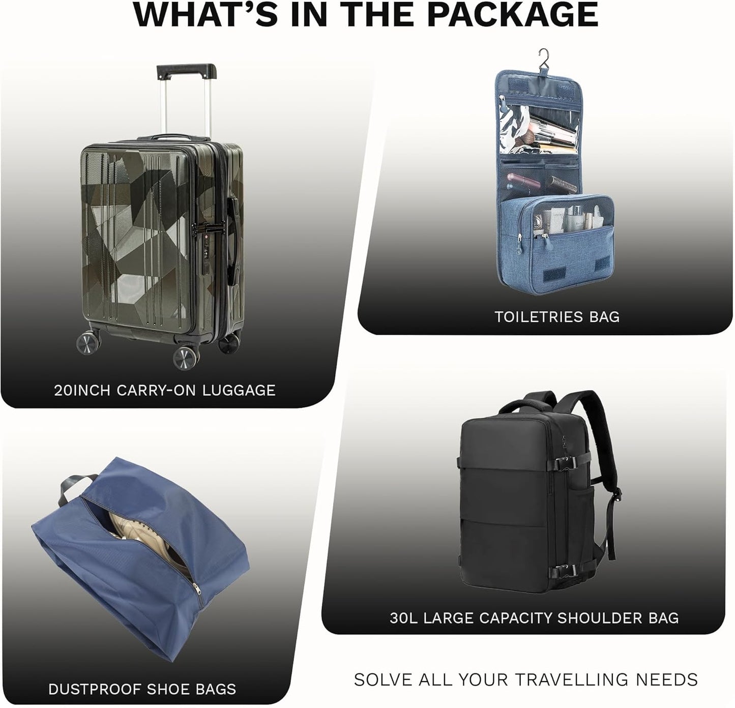 20 inch Carry On Luggage Expandable Top Opening/Clamshell Opening, TSA Approved Carry On Luggage Hard Shell Suitcases, Lightweight Away Carry On Suitcases with Large Capacity Backpack