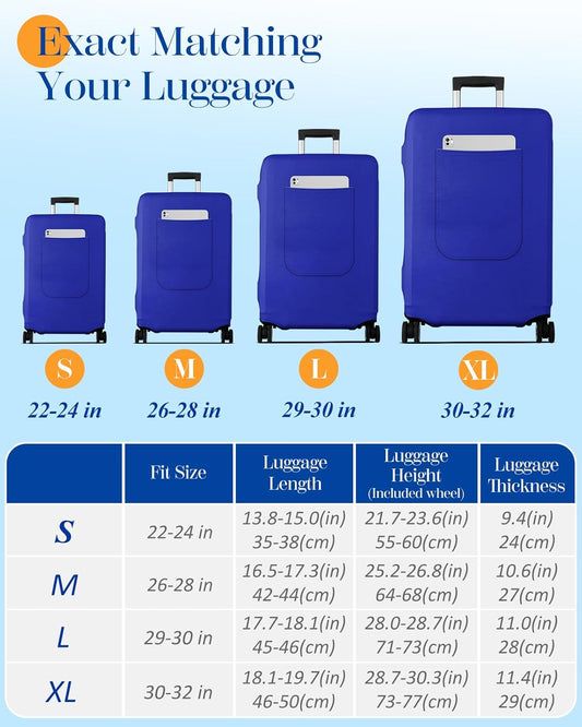 Slohif Luggage Cover for Suitcase Tsa Approved Protector - Luggage Sleeve Suit Case Cover Travel Stretch Large Baggage Case Protective Washable Fit 29-30 Inch Blue