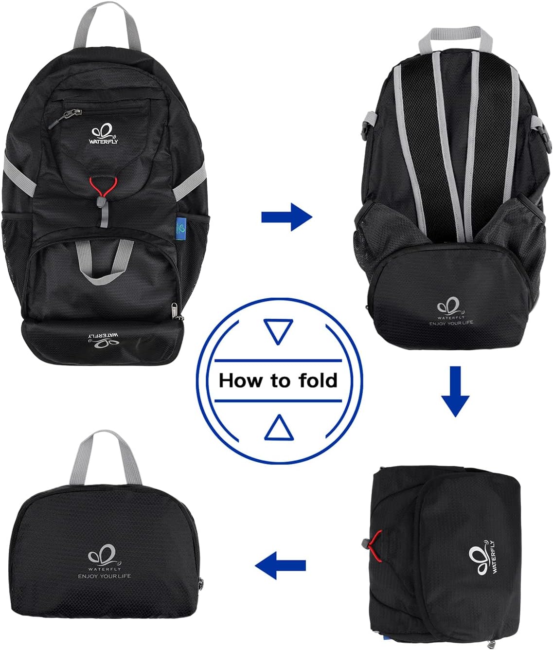 WATERFLY Small Lightweight Packable Backpack: 20l Ultra Light Foldable Travel Hiking Camping Daypack Day Pack for Man Woman