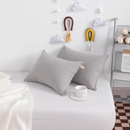 NTBAY Tiny Pillows, Down Alternative 7"x11" Microfiber Mini Pillows for Travel, Pets, Soft Machine Washable Small Pillow for Neck, Wrist, Lumbar and Knee, Light Grey