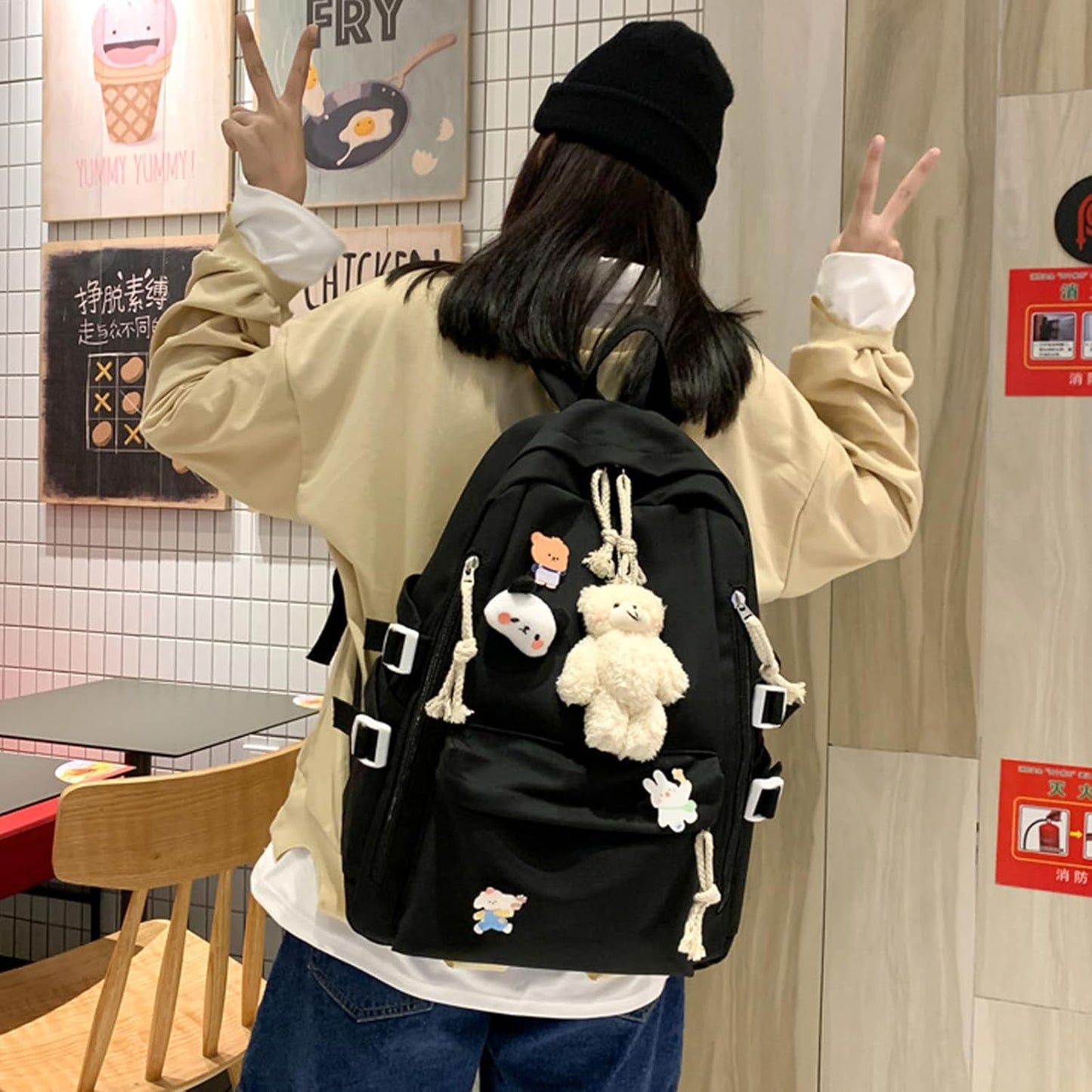 DUSLANG Big Student Laptop Backpack For College Women Men Middle High School Teen Girls Bookbag Travel Daypack, Black