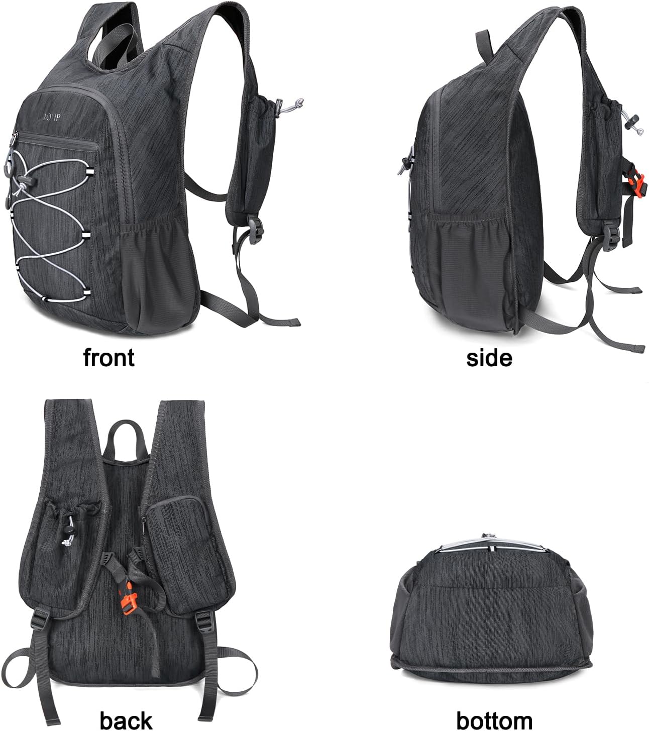 BOVIP 20L Hiking Backpack Lightweight Packable Hiking Daypack Small Travel Outdoor Foldable Shoulder Bag Black